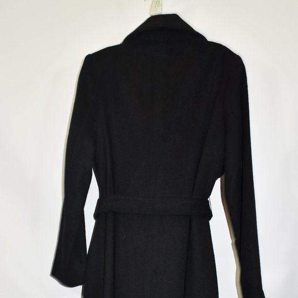 $550 COLE HAAN SIGNATURE Slick Wool Blend Wrap Coat BLACK WARM SIZE 4 - Picture 6 of 10